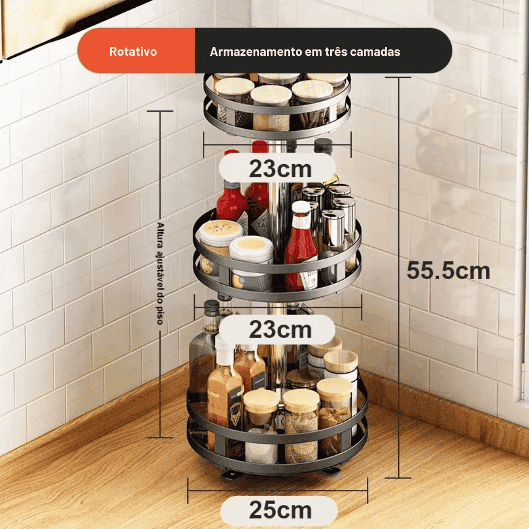Organizador De Condimentos e Porta Temperos Rotativo