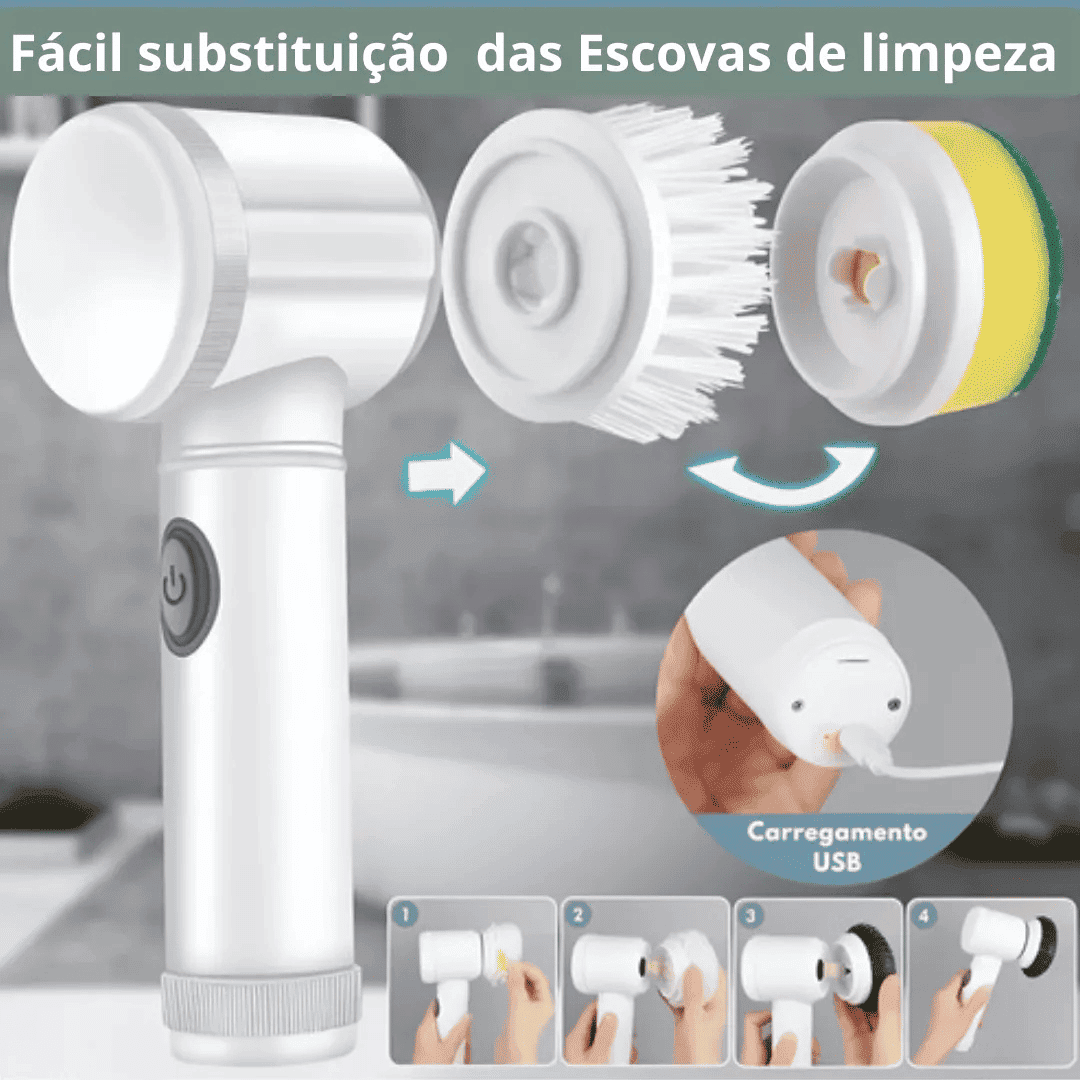 Escova de Limpeza Elétrica Multifuncional Turbo Clean