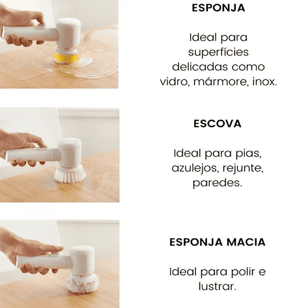 Escova de Limpeza Elétrica Multifuncional Turbo Clean
