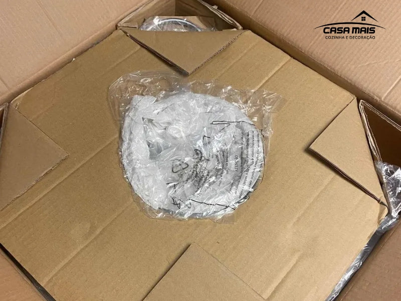 Rechaud Giratório Com 6 Compartimentos Aço Inox e Vidro 52cm